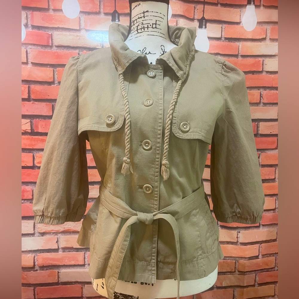 Loft Tie Waist Drawstring Collar Cotton Jacket S